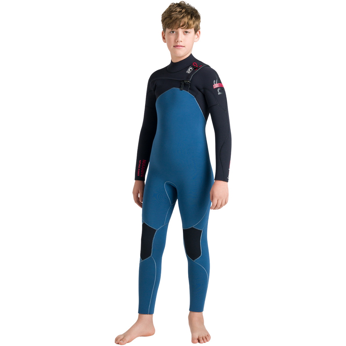 2026 C-Skins Junior Nuwave Session 5/4mm Chest Zip Wetsuit CSE54JC - Legion Blue / Black / Red